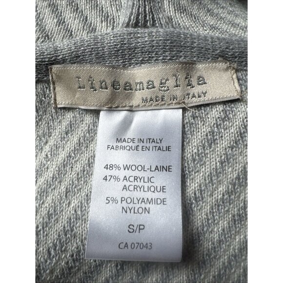 Lineamaglia 48 % Wool Blend Open Cardigan Hooded Size Small Gray Italy - Picture 12 of 13